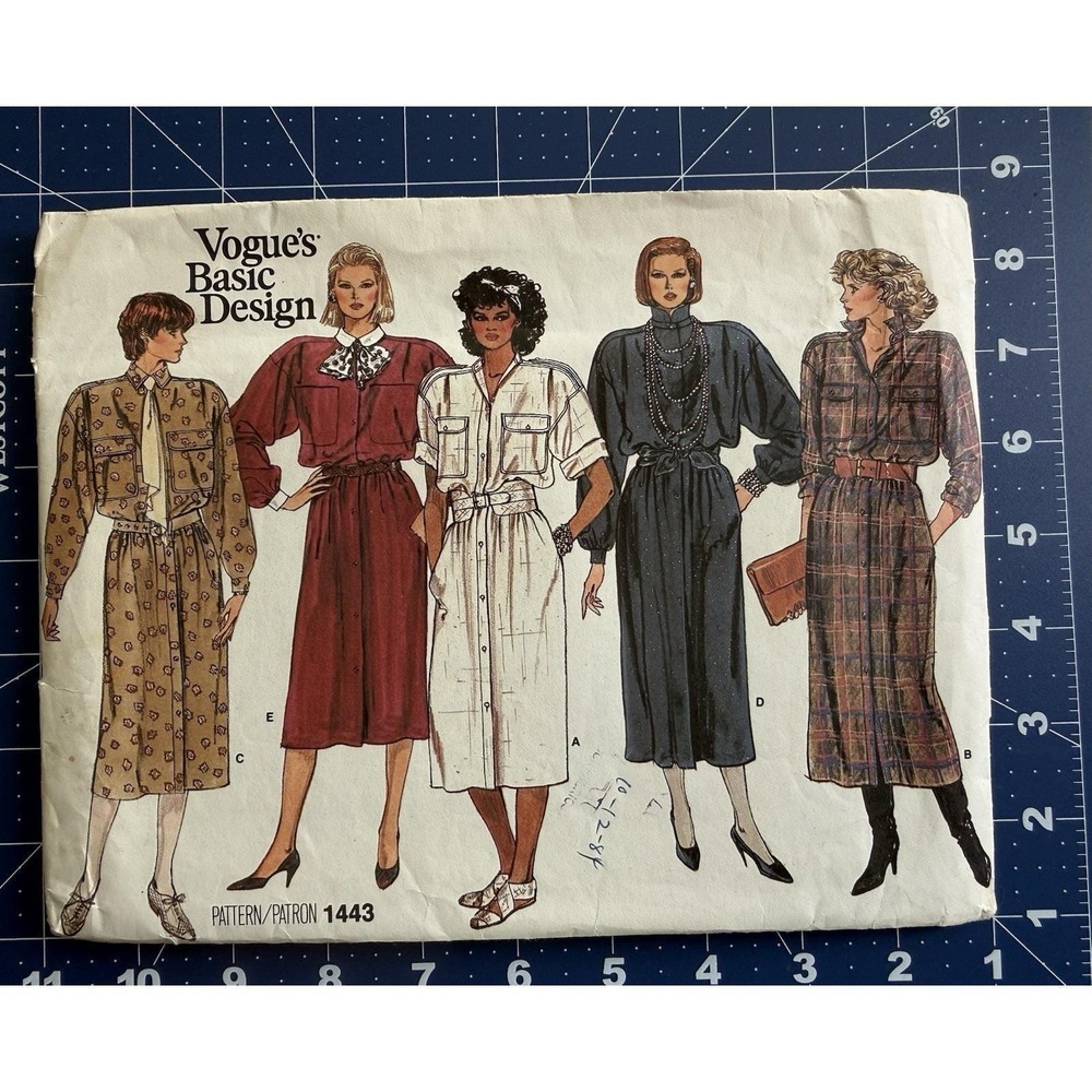 Vogue BASIC DESIGN Pattern 1443 Loose-Fit Straight BLOUSON DRESS Size 12 UC FF
